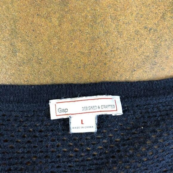 Gap Women’s Classic Mesh Navy Long Sleeve V-neck Pullover Size Large - Picture 7 of 12